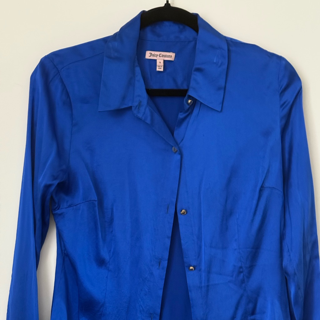 Juicy Couture Cobalt Blue Button-Up Blouse